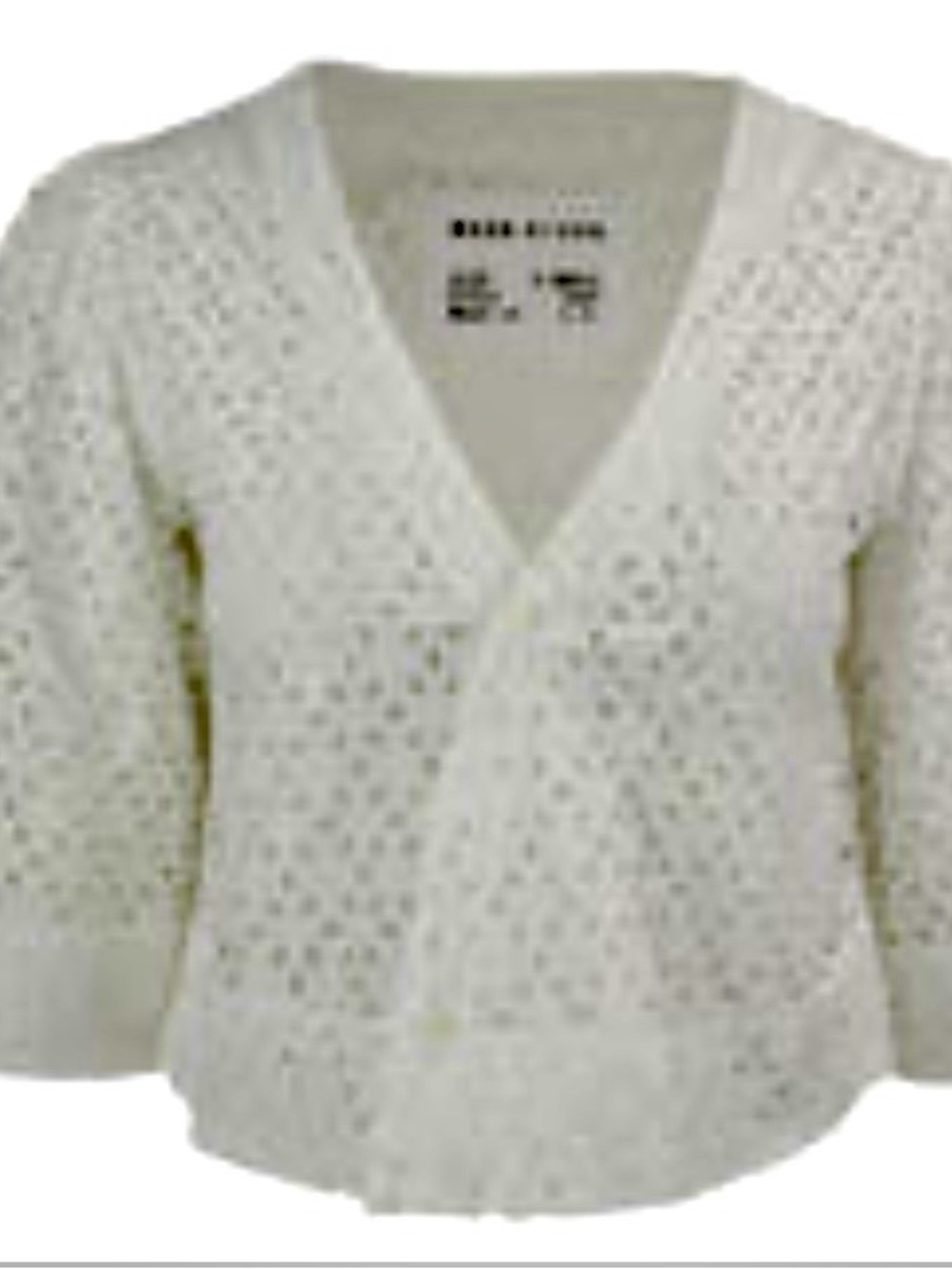 White Cotton Eyelet V-Neck Button Front Blouse, made in Los Angeles